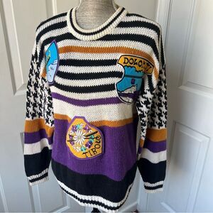 Vintage 1980’s Reference Point Italy Dolomiti Tirolo Stripe Sweater Oversized Sm